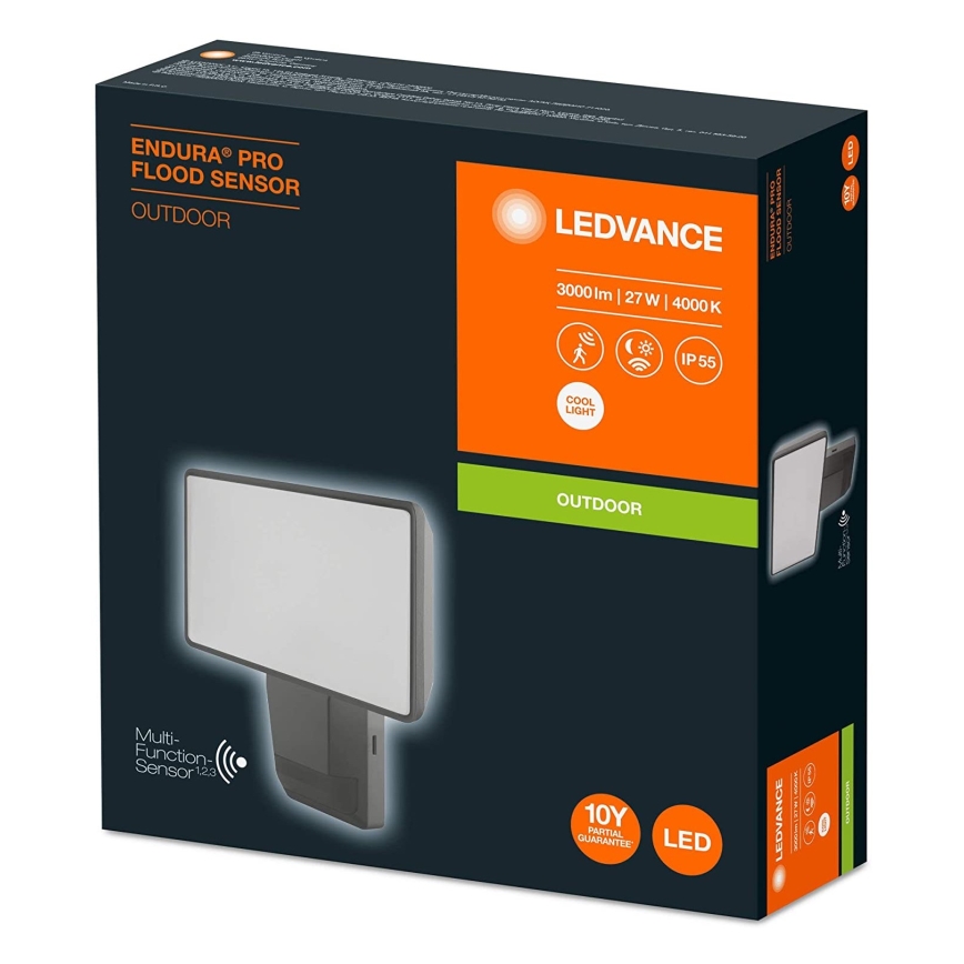 Ledvance - LED Venkovní nástěnný reflektor se senzorem FLOOD LED/27W/230V IP55