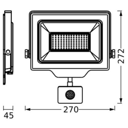 Ledvance - LED Venkovní nástěnný reflektor se senzorem FLOODLIGHT ESSENTIAL LED/100W/230V IP44