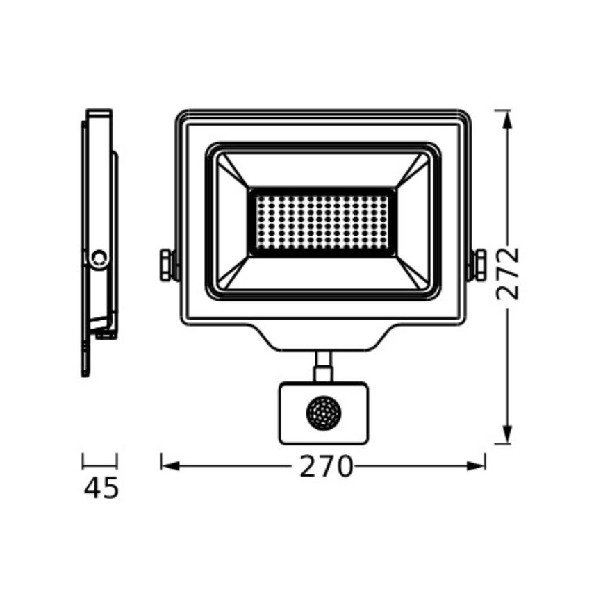 Ledvance - LED Venkovní nástěnný reflektor se senzorem FLOODLIGHT ESSENTIAL LED/100W/230V IP44