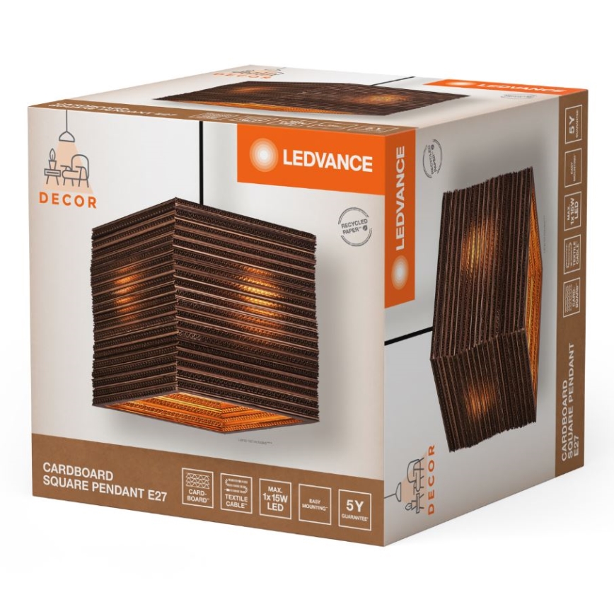 Ledvance - Lustr na lanku DECOR CARDBOARD 1xE27/15W/230V 25x25 cm