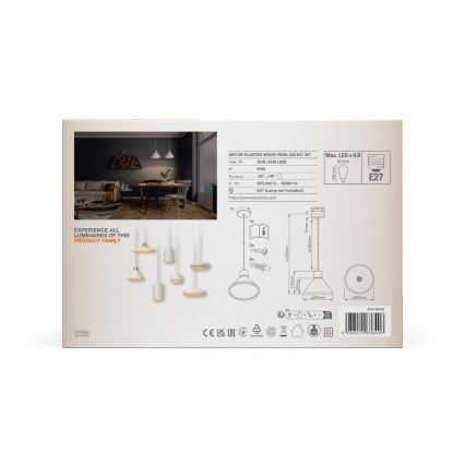 Ledvance - Lustr na lanku DECOR PLASTER 1xE27/25W/230V pr. 22 cm sádra bílá