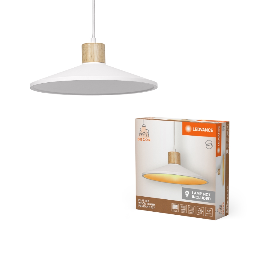 Ledvance - Lustr na lanku DECOR PLASTER 1xE27/25W/230V pr. 32 cm sádra bílá