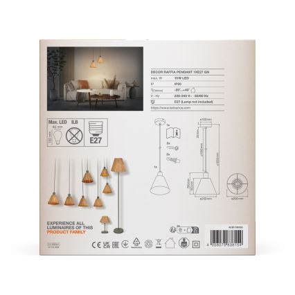 Ledvance - Lustr na lanku DECOR RAFFIA 1xE27/15W/230V rafie