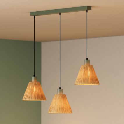 Ledvance - Lustr na lanku DECOR RAFFIA 3xE27/15W/230V rafie