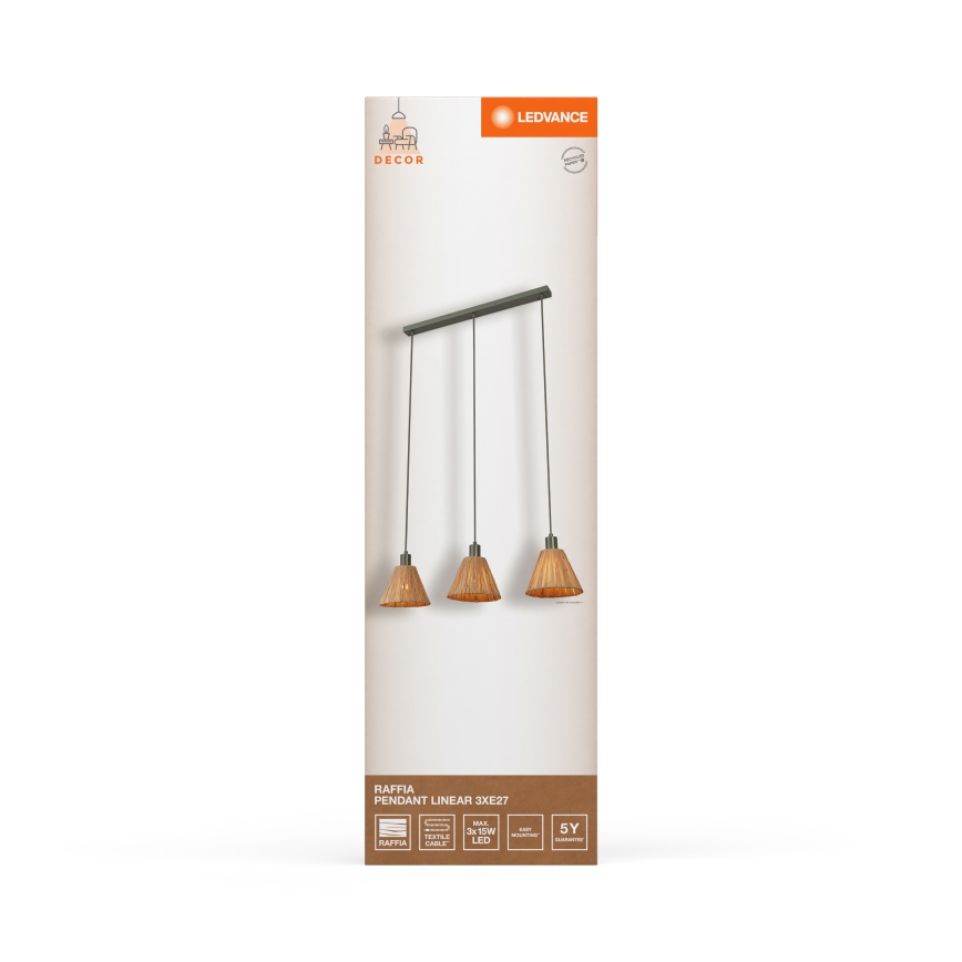 Ledvance - Lustr na lanku DECOR RAFFIA 3xE27/15W/230V rafie