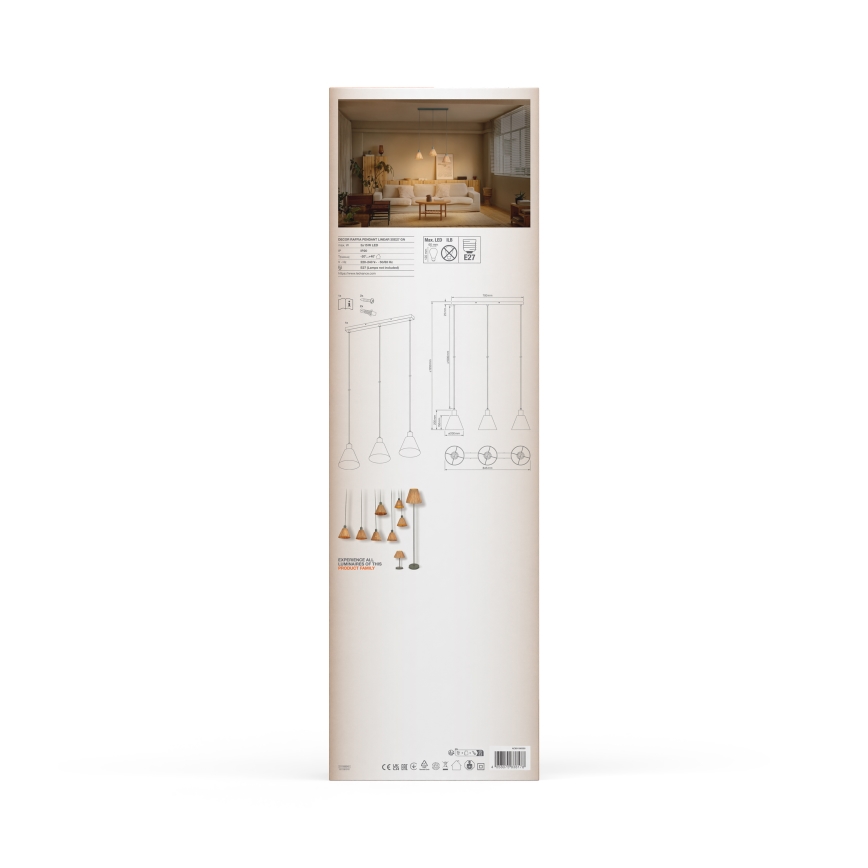Ledvance - Lustr na lanku DECOR RAFFIA 3xE27/15W/230V rafie