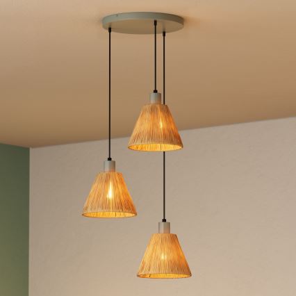 Ledvance - Lustr na lanku DECOR RAFFIA 3xE27/15W/230V rafie