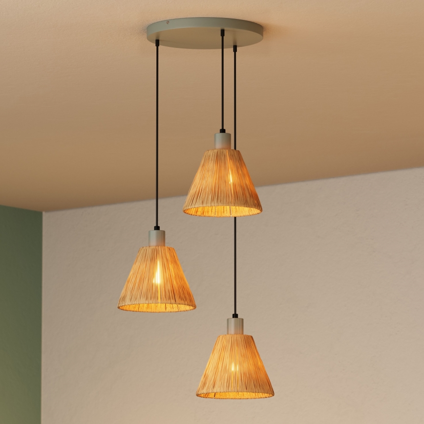 Ledvance - Lustr na lanku DECOR RAFFIA 3xE27/15W/230V rafie