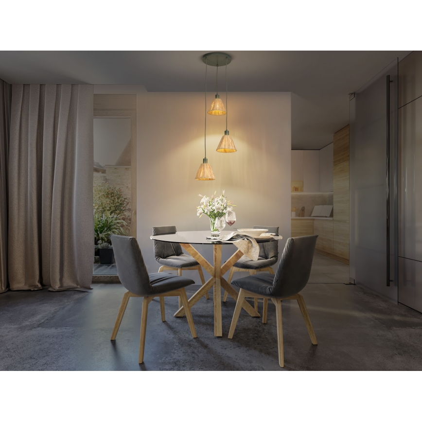 Ledvance - Lustr na lanku DECOR RAFFIA 3xE27/15W/230V rafie