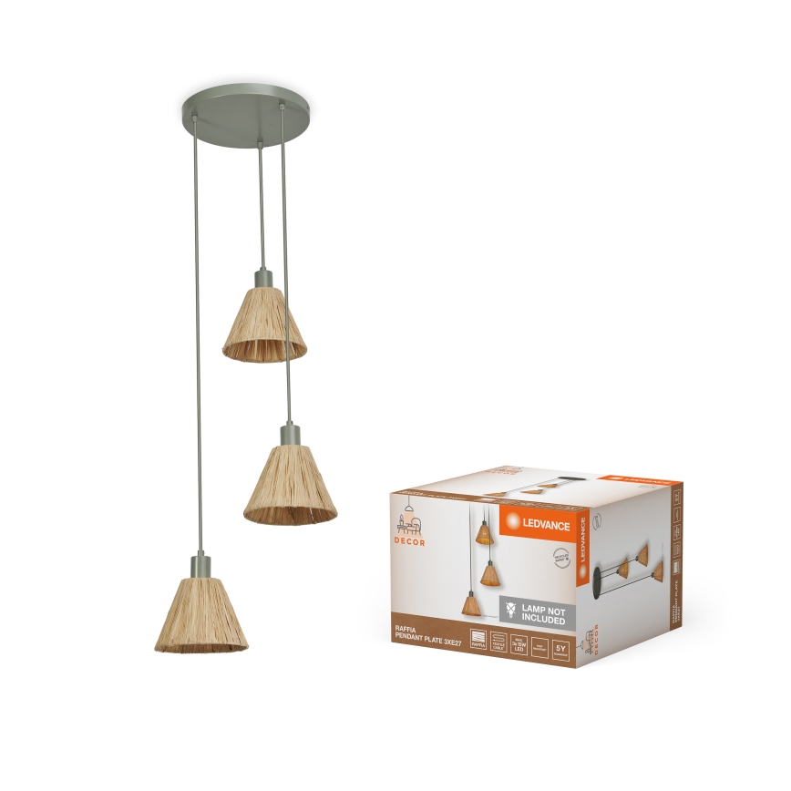 Ledvance - Lustr na lanku DECOR RAFFIA 3xE27/15W/230V rafie