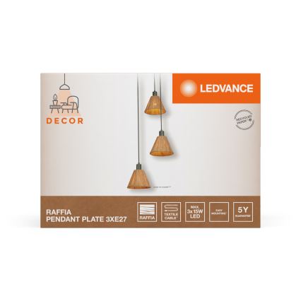 Ledvance - Lustr na lanku DECOR RAFFIA 3xE27/15W/230V rafie