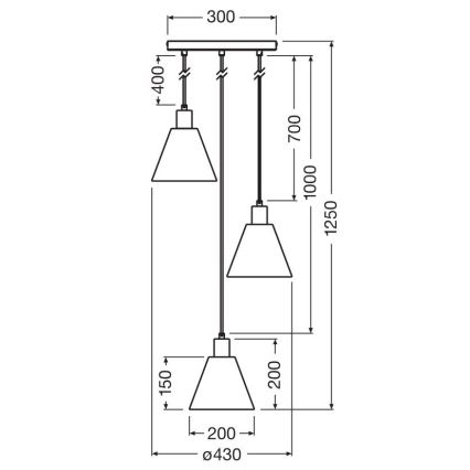 Ledvance - Lustr na lanku DECOR RAFFIA 3xE27/15W/230V rafie