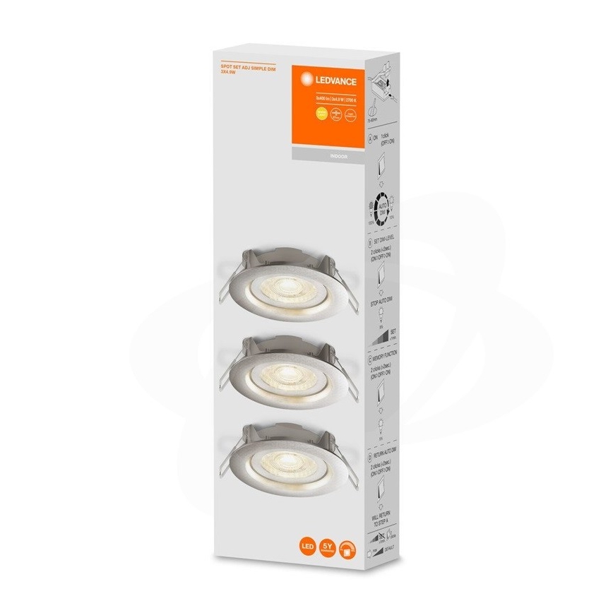 Ledvance - SADA 3x LED Stmívatelné podhledové svítidlo SIMPLE LED/4,9W/230V