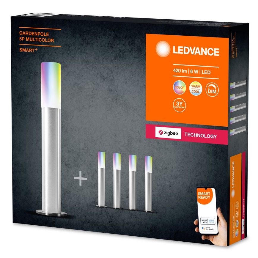 Ledvance - SADA 5x LED RGBW Stmívatelná venkovní lampa SMART+ GARDENPOLE LED/6W/230V IP44