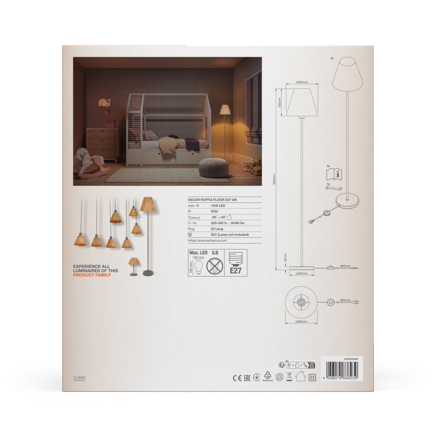 Ledvance - Stojací lampa DECOR RAFFIA 1xE27/15W/230V rafie