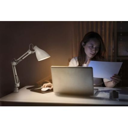 Ledvance - Stolní lampa s klipem PEAR 1xE27/11W/230V bílá