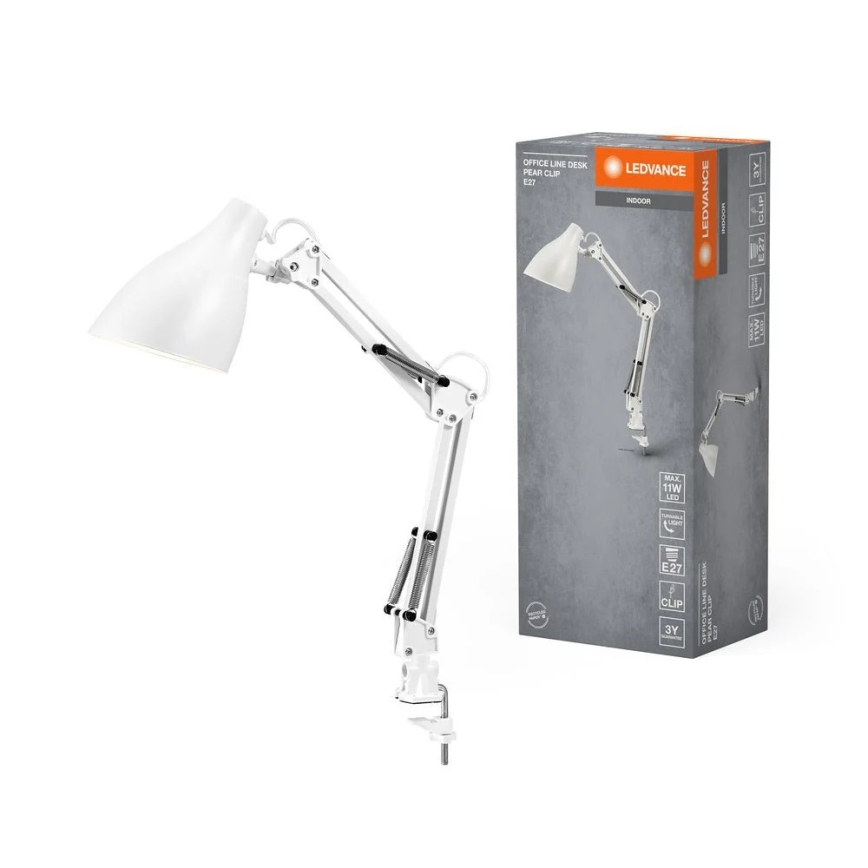 Ledvance - Stolní lampa s klipem PEAR 1xE27/11W/230V bílá