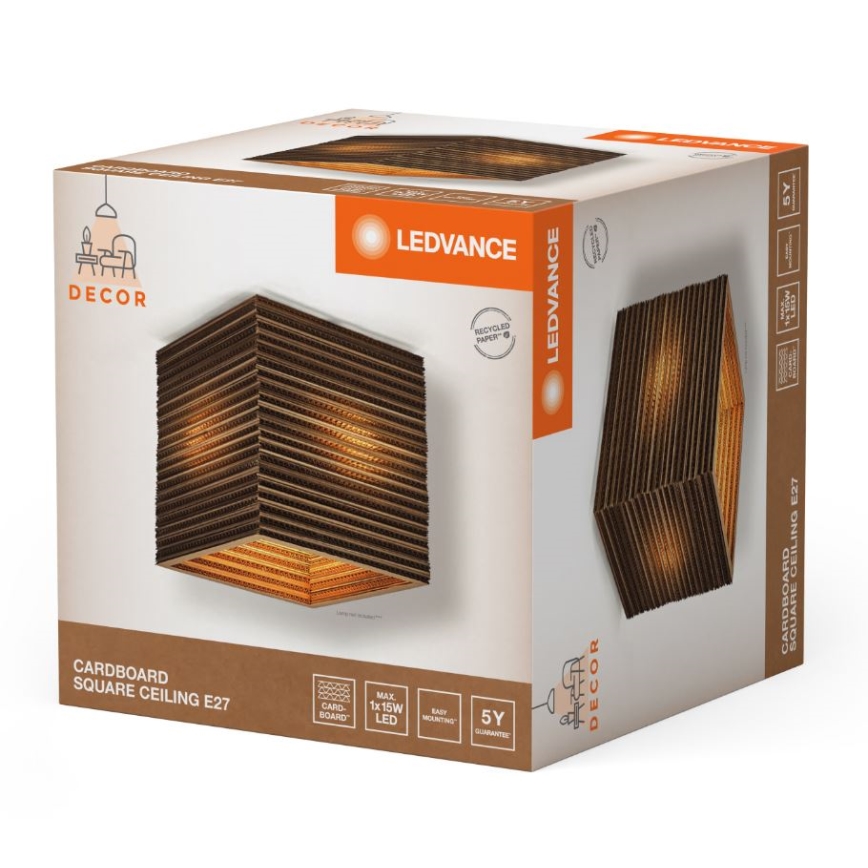 Ledvance - Stropní svítidlo DECOR CARDBOARD 1xE27/15W/230V 25x25 cm