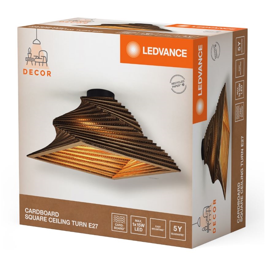 Ledvance - Stropní svítidlo DECOR CARDBOARD 1xE27/15W/230V 40x40 cm