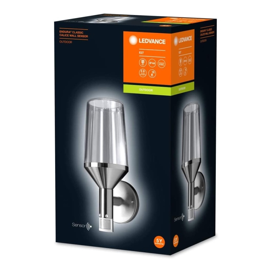 Ledvance - Venkovní nástěnné svítidlo se senzorem CALICE 1xE27/60W/230V IP44
