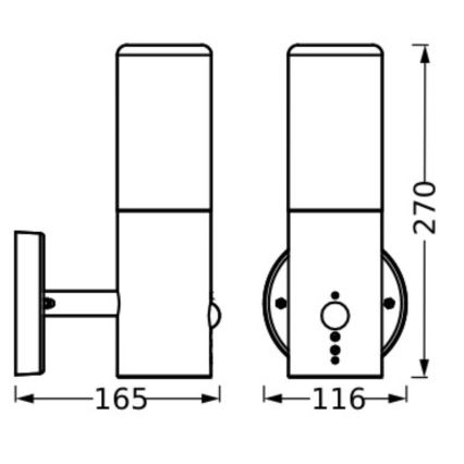 Ledvance - Venkovní nástěnné svítidlo se senzorem FIGO CYLINDER 1xE27/20W/230V