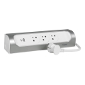Legrand 049406 - Prodlužovací kabel 3Z Typ E + USB-A + USB-C 1m stříbrná/bílá