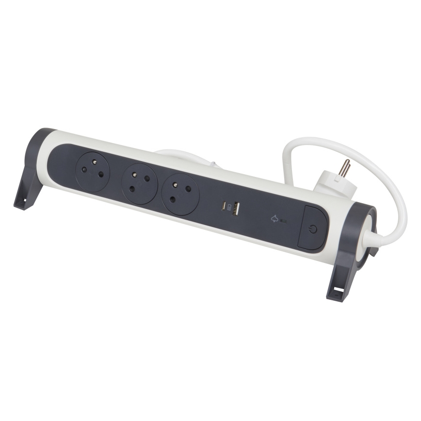 Legrand 049416 - Prodlužovací kabel s vypínačem 3Z Typ E + USB-A + USB-C 1,5m