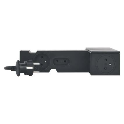 Legrand 049430 - Multimediální HUB s vypínačem 4Z Typ E + 4Z Typ C 2m černá