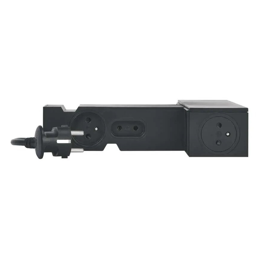 Legrand 049430 - Multimediální HUB s vypínačem 4Z Typ E + 4Z Typ C 2m černá