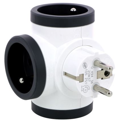 Legrand 049436 - Rozbočovací zásuvka otočná 3Z Typ E bílá/černá