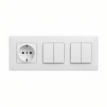 Legrand - 2x Dvojitý sériový vypínač č. 5 a zásuvka domovní SCHUKO s rámečkem NILOE STEP 250V bílá