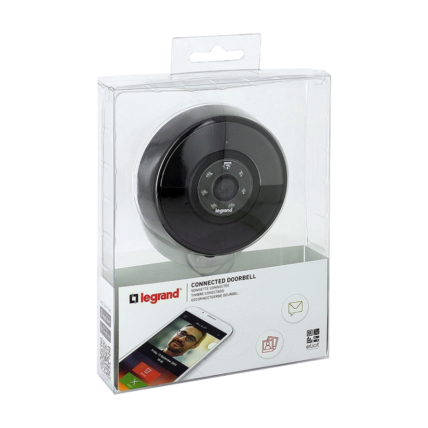 Legrand 94231 - Bezdrátový zvonek + WIFI kamera ELIOT černá