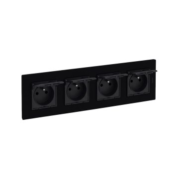 Legrand - Čtyřnásobná venkovní zásuvka domovní s rámečkem NILOE STEP 250V IP44 černá