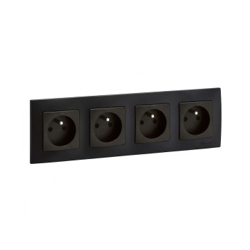 Legrand - Čtyřnásobná zásuvka domovní s rámečkem NILOE 250V černá