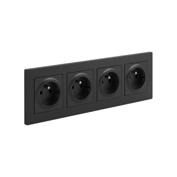 Legrand - Čtyřnásobná zásuvka domovní s rámečkem NILOE STEP 250V černá