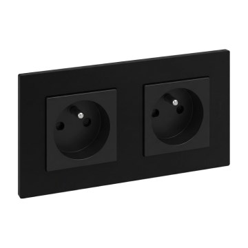 Legrand - Dvojitá domovní zásuvka s rámečkem NILOE STEP 250V černá