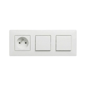 Legrand - Dvojitý jednopólový vypínač č. 1 a zásuvka domovní s rámečkem NILOE STEP 250V bílá
