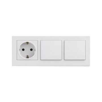 Legrand - Dvojitý jednopólový vypínač č. 1 a zásuvka domovní SCHUKO s rámečkem NILOE STEP 250V bílá