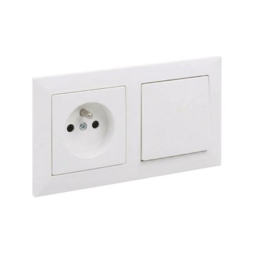 Legrand - Jednopólový vypínač č. 1 a zásuvka domovní s rámečkem SUNO 250V bílá