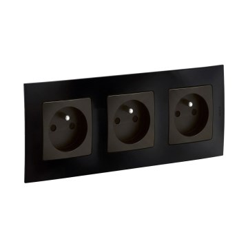 Legrand - Trojitá zásuvka domovní s rámečkem NILOE 250V černá