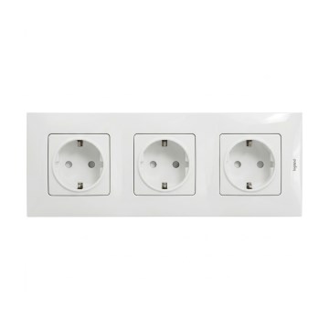 Legrand - Trojitá zásuvka domovní SCHUKO s rámečkem NILOE 250V bílá