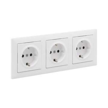 Legrand - Trojitá zásuvka domovní SCHUKO s rámečkem SUNO 250V bílá