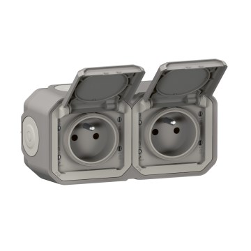Legrand - Venkovní dvojitá zásuvka 250V/16A PLEXO IP55 šedá