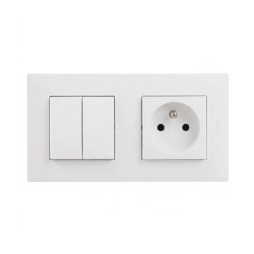 Legrand - Zásuvka domovní a dvojitý sériový vypínač č. 5 s rámečkem NILOE STEP 250V bílá