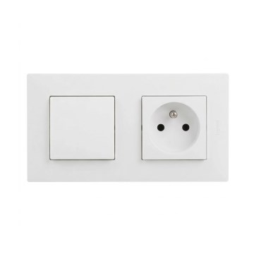 Legrand - Zásuvka domovní a jednopólový vypínač č. 1 s rámečkem NILOE STEP 250V bílá