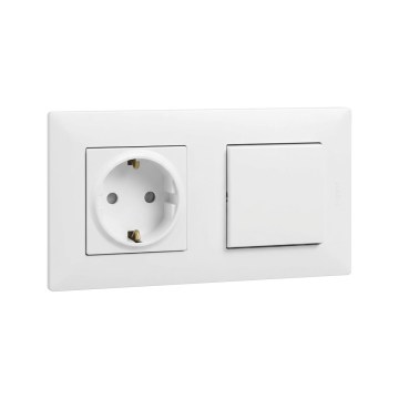 Legrand - Zásuvka domovní SCHUKO a jednopólový vypínač č. 1 s rámečkem NILOE STEP 250V bílá