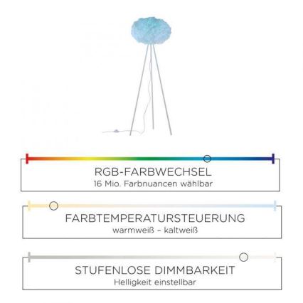 Leuchten Direkt 11212-16 - LED RGBW Stmívatelná stojací lampa NAOMI LED/10W/230V 2700-5000K Wi-Fi TUYA + dálkové ovládání