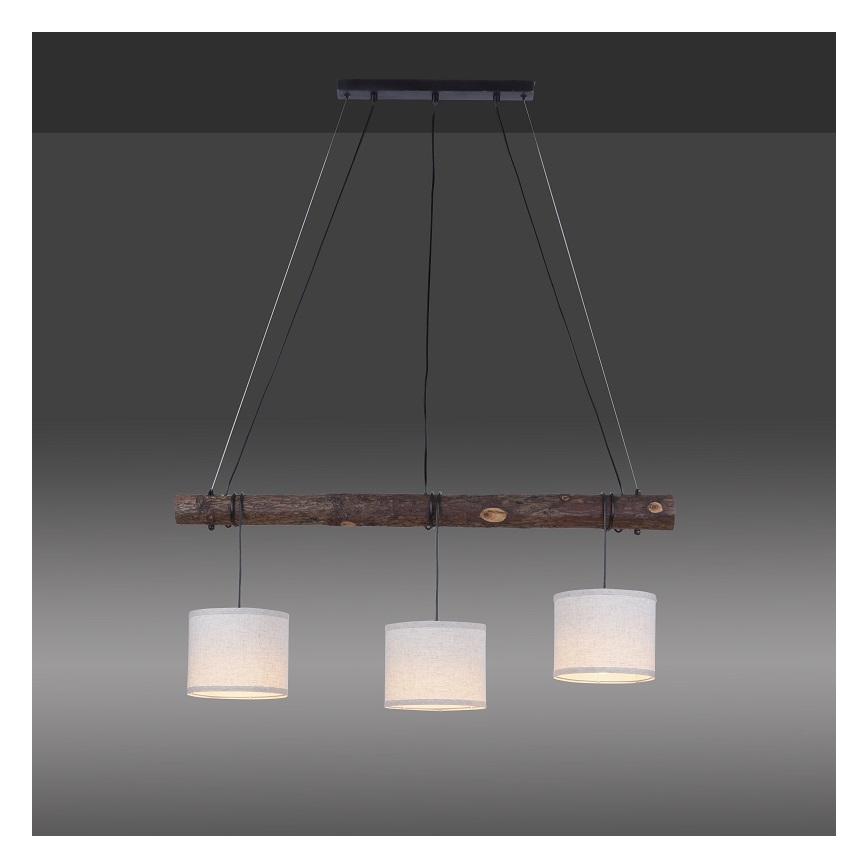 Leuchten Direkt 11238-79 - Lustr na lanku BARK 3xE27/40W/230V dřevo