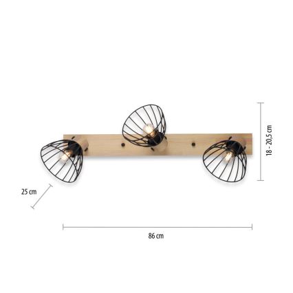 Leuchten Direkt 11418-18 - Bodové svítidlo LAMI 3xE27/25W/230V akácie/kov