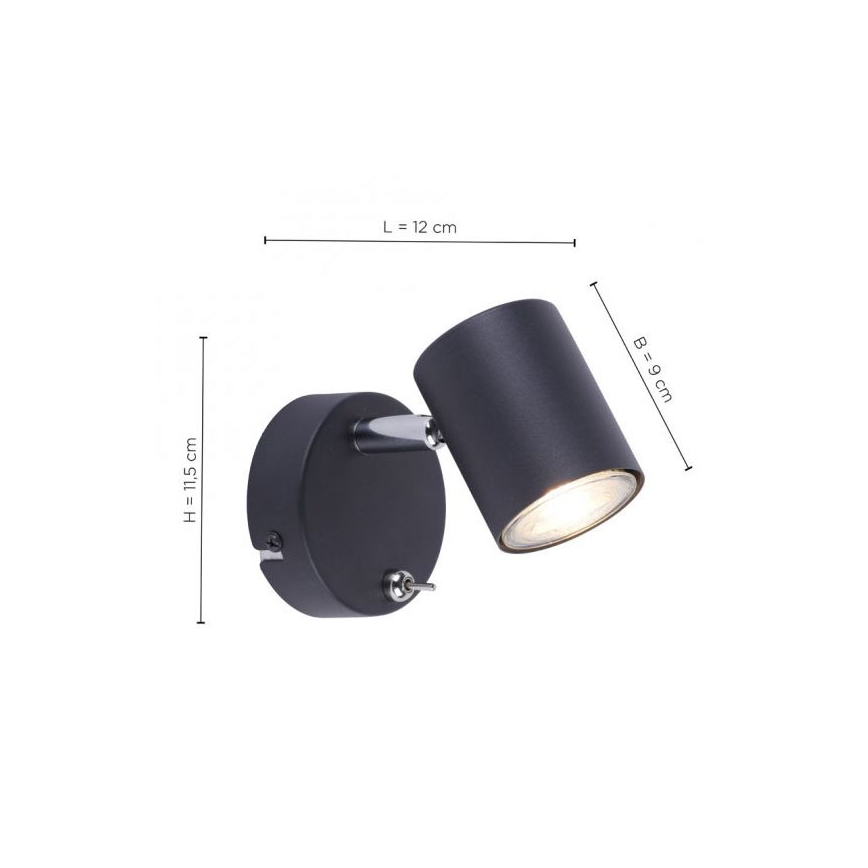 Leuchten Direkt 11941-13 - LED Nástěnné bodové svítidlo TARIK 1xGU10/5W/230V černá